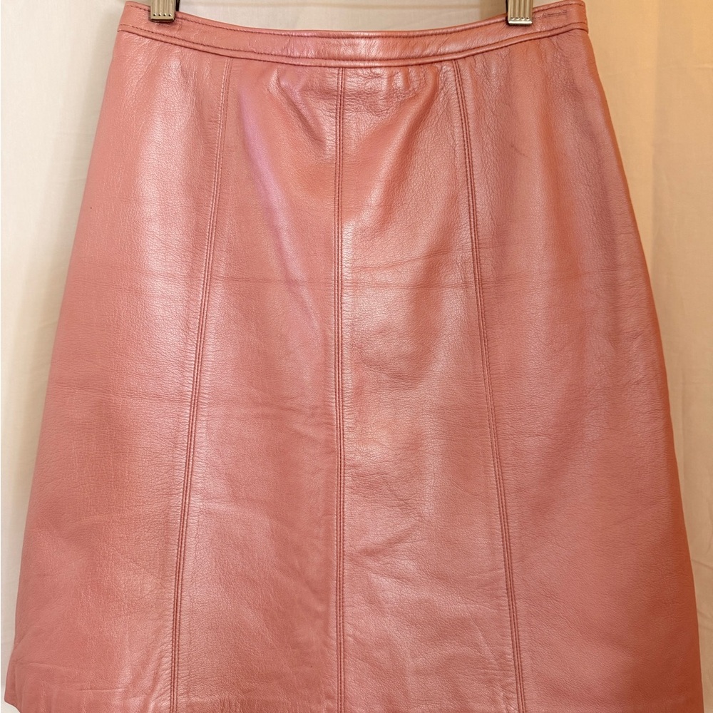 BCBGMaxAzria Pearl Pink Leater Mini A-Line Skirt